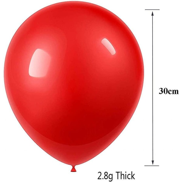 100 Inflatable Red Balloon, 30cm Red Balloon Latex for Happy Birthday Wedding Anniversary Festival Party Decorations