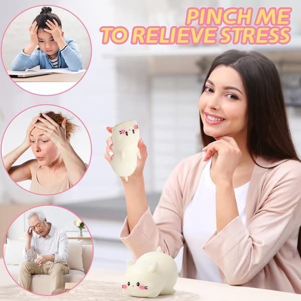 Kat stressbolde, søde katte squishy legetøj til børn og voksne, stresslindrende sensorisk legetøj (hvid), fidget legetøj squishy egnet til drenge G