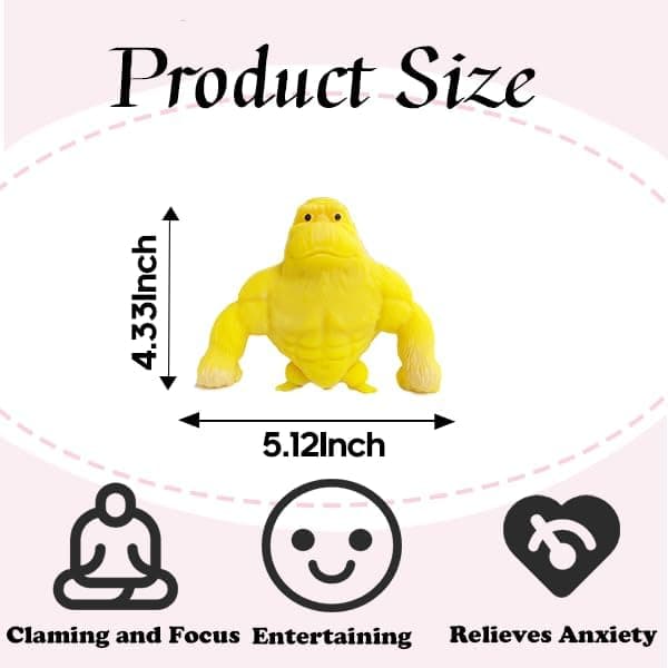 Sandfyllda Fidgetleksaker, 3-pack Töjbar Gummi Gorilla Apa för Stresslindring, Högelastiska Sensoriska Klämleksaker för Barn och 3-pack 3-Pack 5.15*4.33*4.33