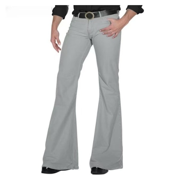 70-tals discobyxor herr utsvängda jeans 60-tal 70-tal utsvängda jeans vintage jeans herrjeans A005 - Grå XL
