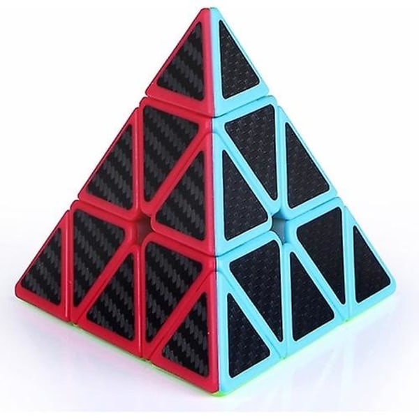 Goodzaz Pyramid Speed Cube, 3x3x3 Qiming Pyramid Speed Cube Triangle Cube Puzzle Magic Cube (kolfiber)