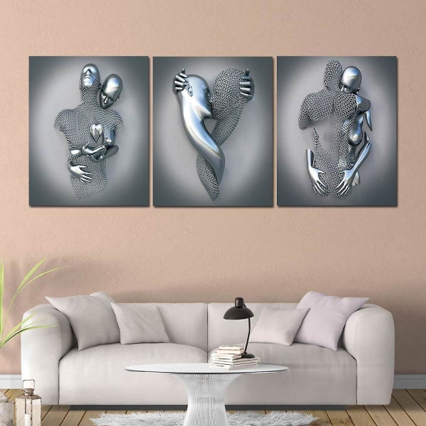 Intertwined Love Wall Art Canvas Print Poster, enkel Fashion Maleri Kunst Dekoration Til Hjem Stue Soveværelse Kontor (sæt Af 3 Uindrammet, 16x24 Tommer)