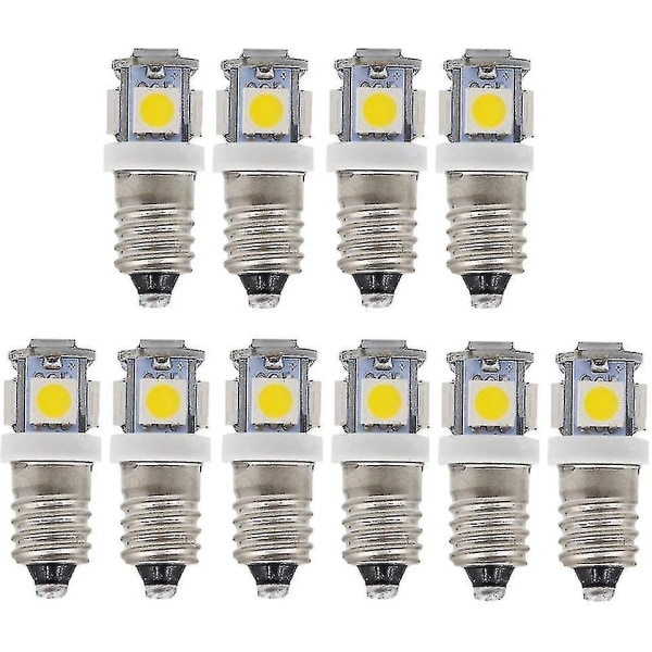 10st E10 6v Cool White LED-lampor 5smd 0,5w 50lm Lampwarm White