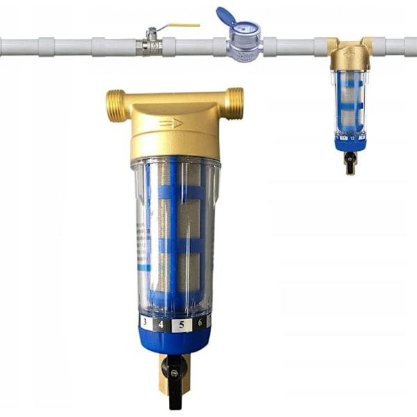 Genanvendeligt Sedimentfilter 1/2\" - Vaskbart Forfilter til Brøndvand & Rørsystemer