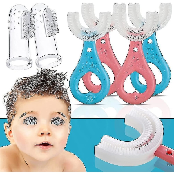 6-pak børn U-formet tandbørste børn og baby silikone spidser