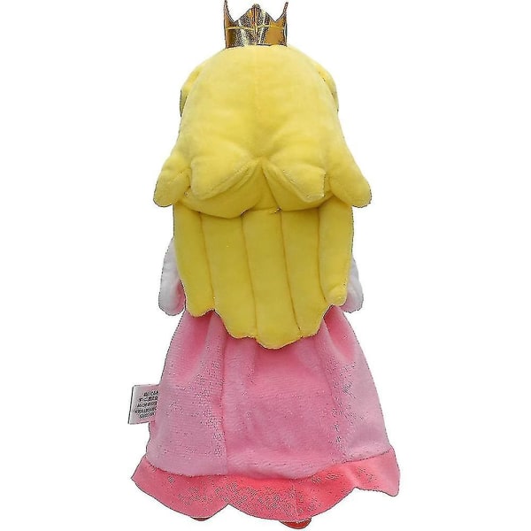 Prinsessa Persikka pehmolelu punaisissa kengissä vaaleanpunainen hame keltaiset hiukset ja kruunupehmot täytetyt nukkekokoelma koristelahja