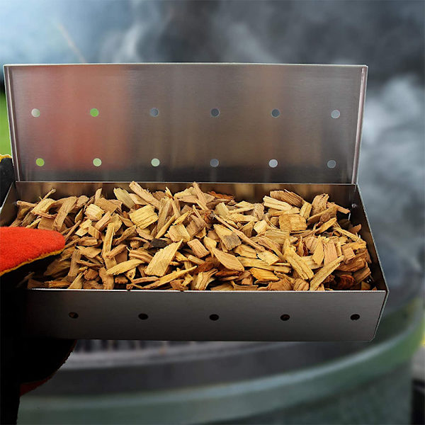 Røgboks til Grill BBQ Træflis Stor Kapacitet Tykt Rustfrit Stål