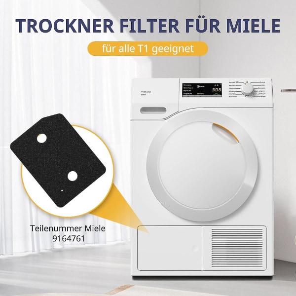 4 delar filter för Miele T1 serie torktumlare 9164761 reservdel för Miele T1 torktumlare fin/grov 207 x 157 x 30 mm torktumlare