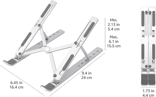 Sammenklappelig Laptop Stand & Riser til Skrivebord, 6-Vinkel Justerbar, Letvægts Bærbart Design, Anbefales til Ergonomisk Visning