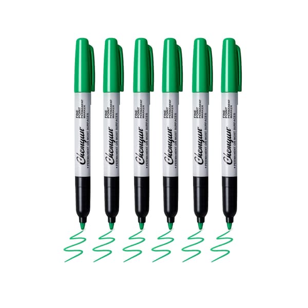 Permanent Marker / Flerfärgad Penna — Skriver smidigt, möjliggör enkla korrigeringar och blöder inte igenom papper. (Grön)