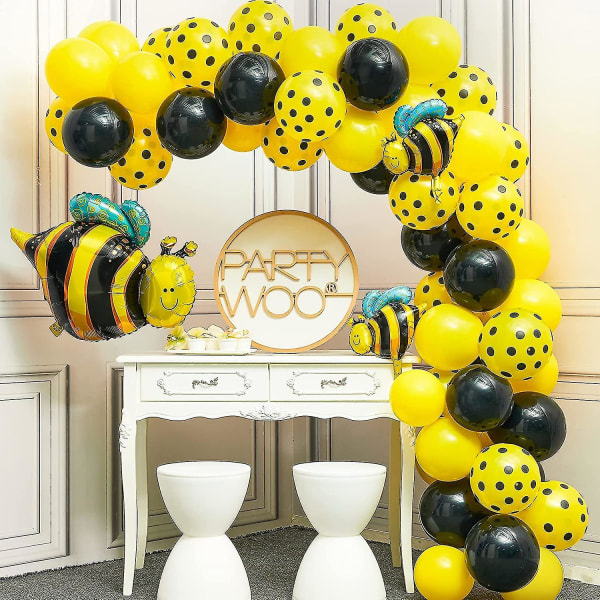 Wabjtam Bee Ballonger, 72 St Gula Ballonger Gula Polka Dot Ballonger Svarta Ballonger Och Bee Folieballong, Bee Dekorationer Till Bee Party, Bee Baby Sh