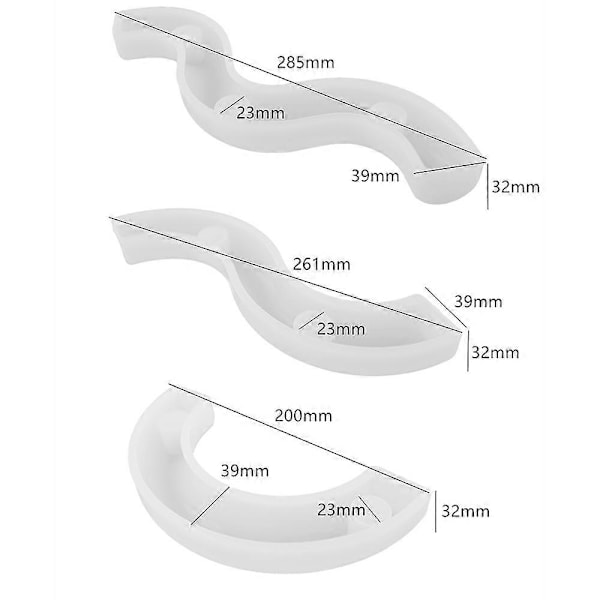 3 stk. Bølgeformet S-formet Lysestake Lineær Speil Silikonform DIY Krystall Epoxy Harpiksform