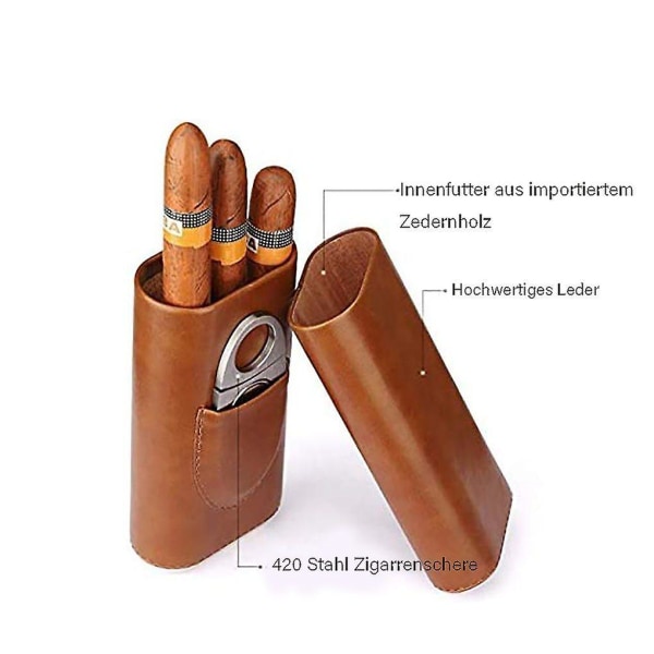 Cigarpose med 3 fingre, læder, foret, mørkebrun