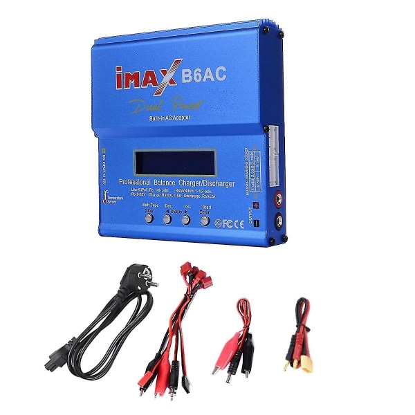 Yhteensopiva B6ac 80w Rc Balance Charger + xt60 Cable Digital Li-ion Life Nimh Nicd Lipo -akun purkurin kanssa Eu Plug-ln kanssa