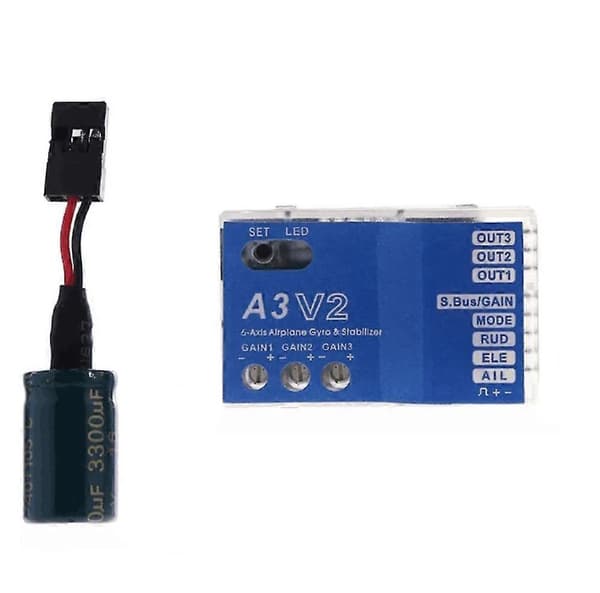 3-akset gyro A3 V2 flyvekontrolstabilisator til RC-fly med fast vinge