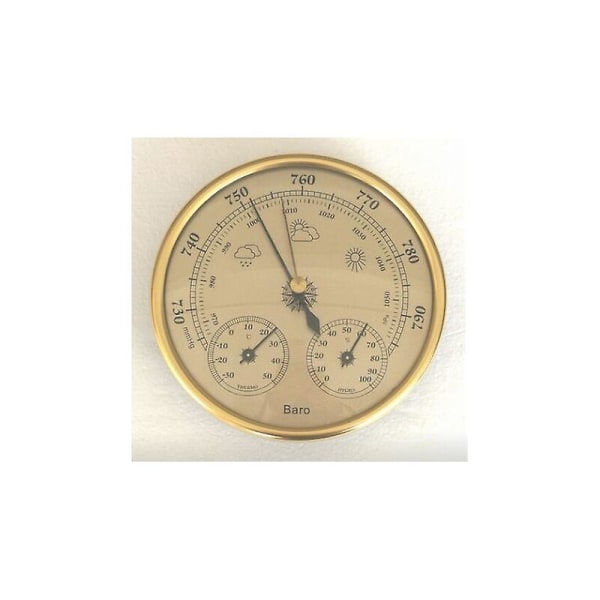 Barometer Vejrstation Med Barometer Og Hygrometer Termometer 3 I 1 Indendørs Og Udendørs Vægmonteret Analog Vejrstation 134.1cm Guld 1 Stk