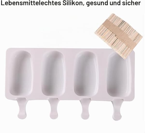 Pakke ispindeforme, 4-rums ispindeforme med låg, DIY isform med 100 træpinde, fødevaregodkendt ispindemaskine