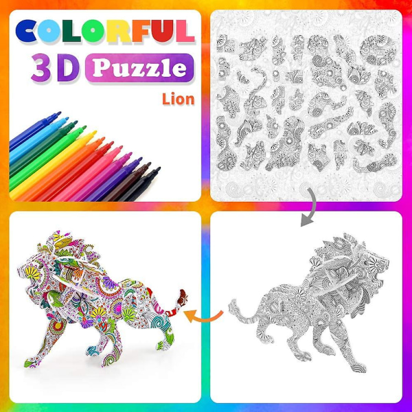 3D-fargespillsett for barn, kunst og håndverk for 5-12 år gamle barn Jenter Gutter Maling Håndverkssett Gaver