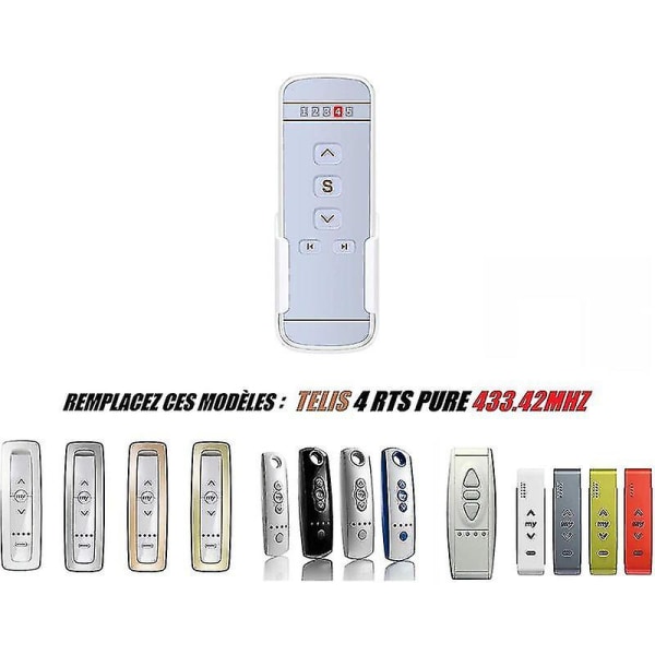 2 Til Telis 4 Rts Pure - 433.42mhz Fjernbetjening Af Rts 5 Kanals Radio, Til At Styre 5 Motorer Eller 5 Grupper Af Rts Radiomotorer