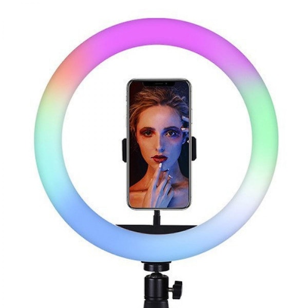 Selfie Ring Light Stand, dimbar LED RGB-bordslampa kameraringljus