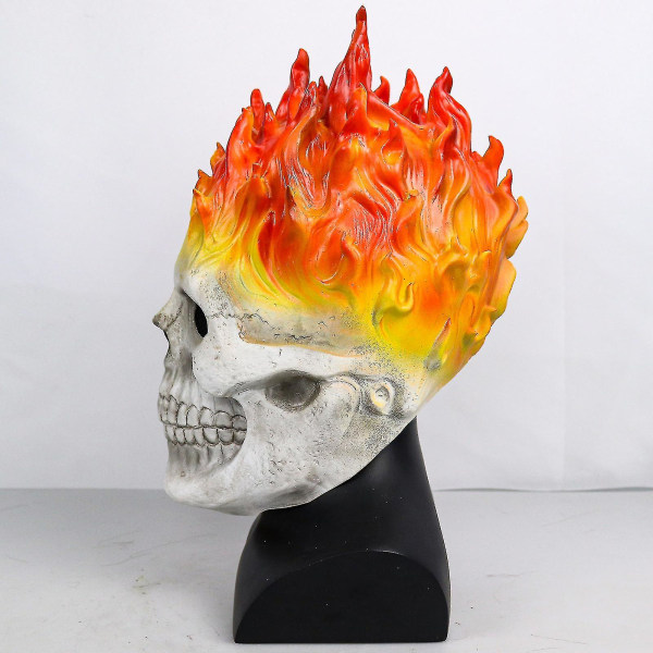 Halloween Ghost Rider rød og blå flamme hodeskalle maske Skrekk Ghost Full Face Latex Cosplay kostyme rekvisitter