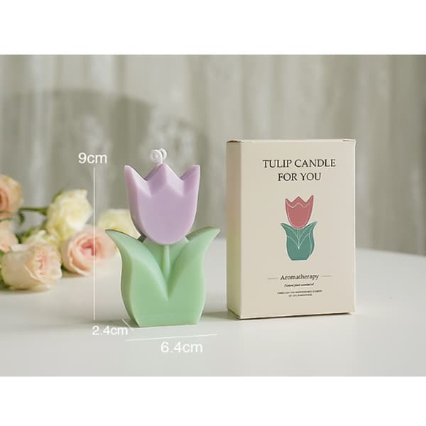 Tulipan duftlys - Rosa og lilla - 2 stk