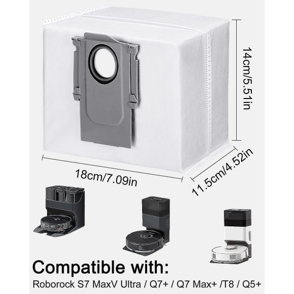 Pakk støvposer for Roborock S7 / S7 MaxV Ultra / Q7+ / Q7 Max+, Roborock S7-tilbehør, erstatningsstøvposer for Roborock S7 Vacuum Dock