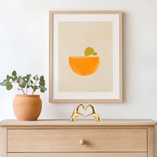 Mini hjerteformet håndskulptur, moderne kunst boligindretningspynt til soveværelse, kontor, bryllupsgave