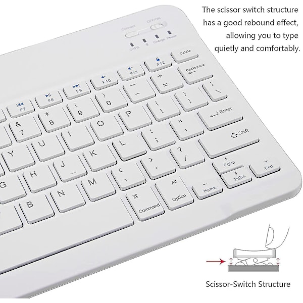 Bluetooth-näppäimistö, Ultraohut Ladattava Langaton Bluetooth-näppäimistö iOS:lle, Androidille, Windowsille ja Macille Yhteensopiva iPadin, iPad Pron, iPhonen ja