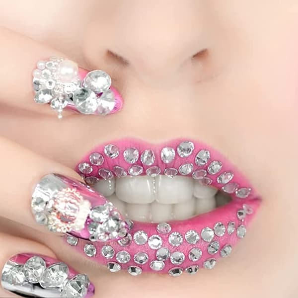 Flat Backs Rhinestones Nail Arts, Hvit