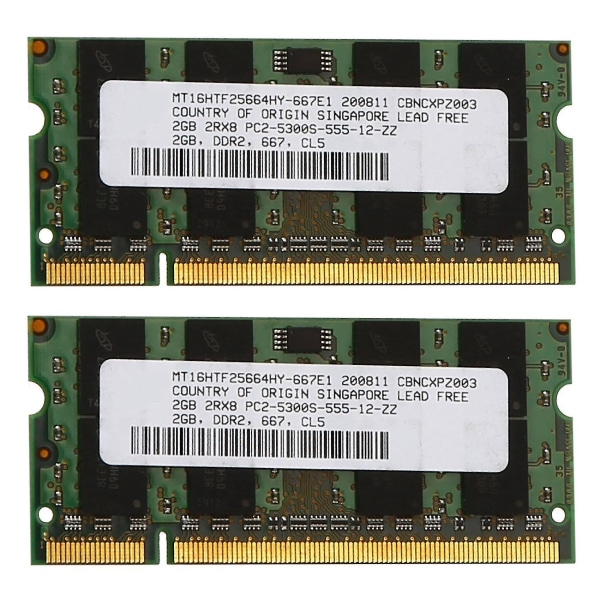 2x 2gb Ddr2 Ram Memory 667mhz Pc2 5300 Laptop Ram Memoria 1.8v 200pin Sodimm til Intel Amd
