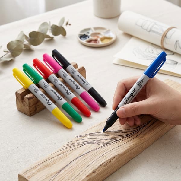 Permanent Marker / Multi-farvepen — Skriver flydende, giver mulighed for nemme rettelser og bløder ikke igennem papir. (Gul)