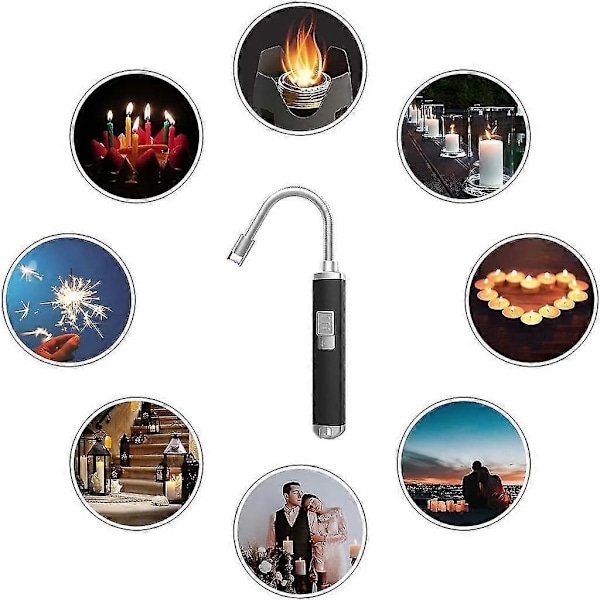 Ronxs Lighter, Opgraderet Lyslighter, Campinglighter, Grilllighter, USB Lighter, Plasma Arc Med LED Batteriindikator, Sikkerhedslås