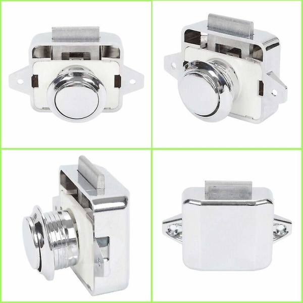 Push Button Latch - Keyless Cabinet Lock Clasp Cupboard Door Knob For Rv Motorhome Caravan 5 Piece Silver