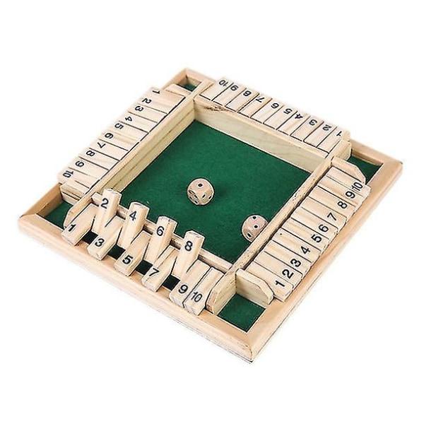 4-player Shut The Box Wooden Table Game Classic Dice Board Toy