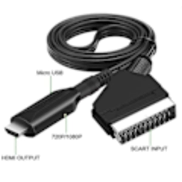 Scart til HDMI Konverter, Alt-i-ett Scart til HDMI Adapter, 1080P