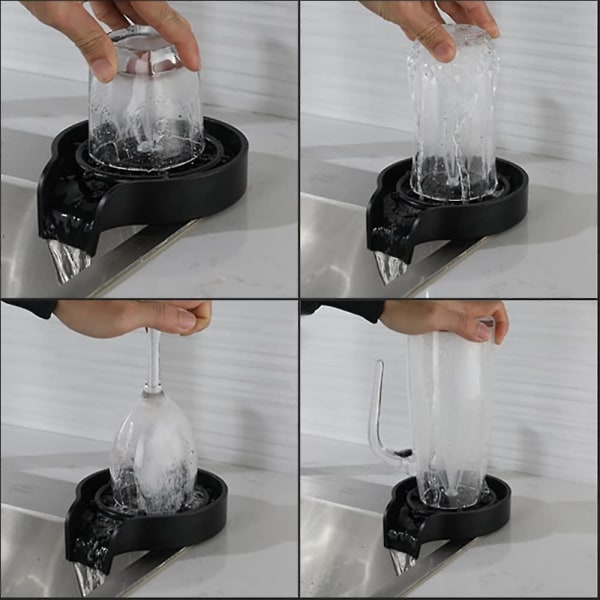 Sink Glass Rinser, Quick Wash for Wine Glass, Water Glass, Baby Bottle, Cup, Kitchen Sink, Easy Install Accessories (ABS)