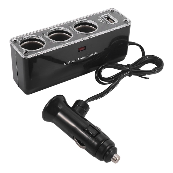 3-vägs multi biltändare splitter USB laddare DC 12v/24v trippeladapter med USB -port-ln