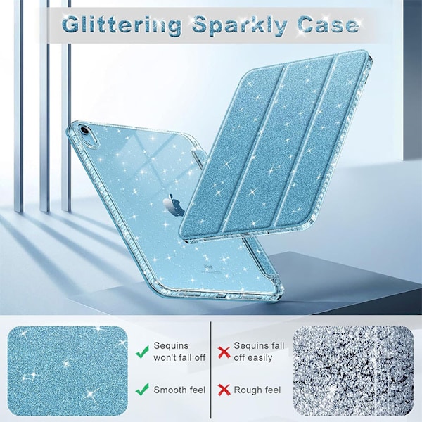 iPad 10:e/iPad 11:e 10,9-tum - Glitterfodral med glansig baksida - Blå