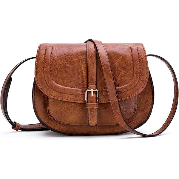 Dame Crossbody Taske, Lille Håndtaske Dame Crossbody Taske, Vintage Skuldertaske (Brun) (FMY)