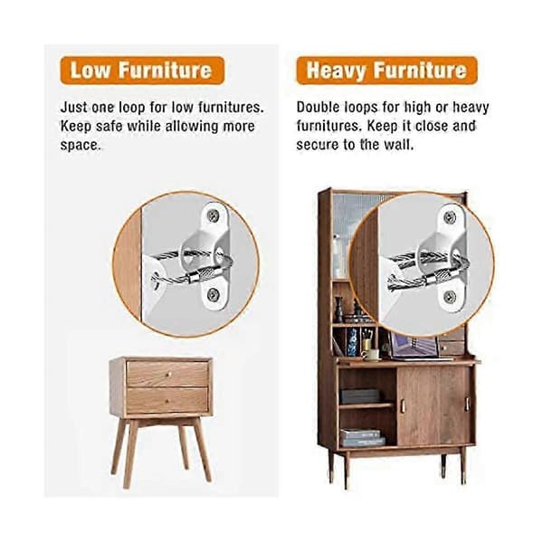 Møbelforankring (Of10) Tippebeskyttelse Møbelforankring, for Møbelskap Veggsikkerhetsforankring Møbler