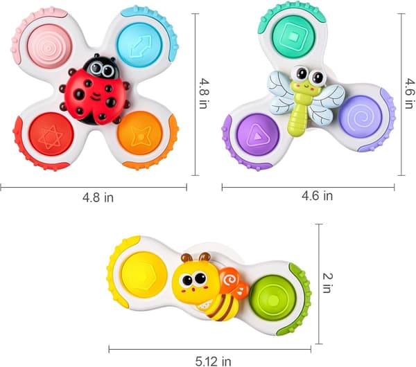 3 STK Suge Spinner Sensorisk Leketøy 12M+