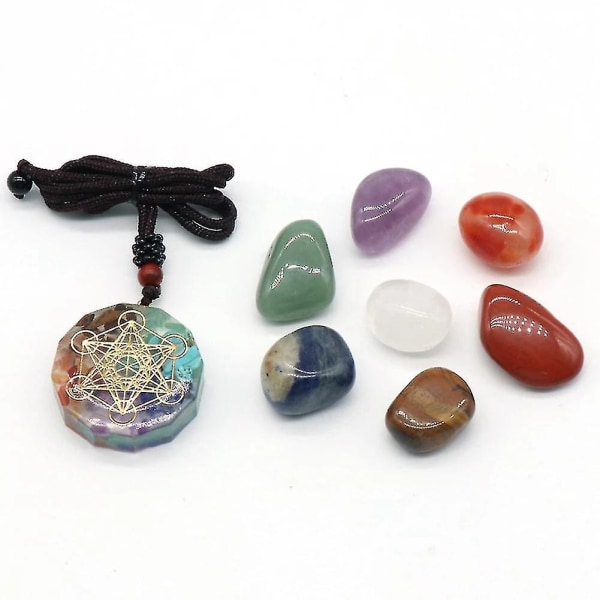 Seven Chakra Set Natural Mixed Crystal Home Decoration Healing Poled Gemstone Collection Amulett N