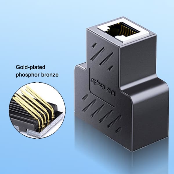 Ethernet Splitter RJ45 LAN Netværksadapter, 2 pakker 1 til 2 Ethernet Splitter 8P8C Ethernet Stik Socket til Cat5/5e/6/7 Connector