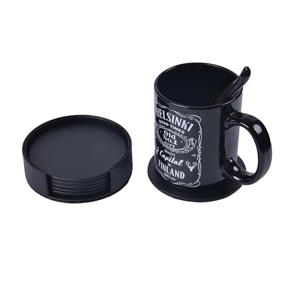 Sæt med 6 - Læder coasters - Glas coasters