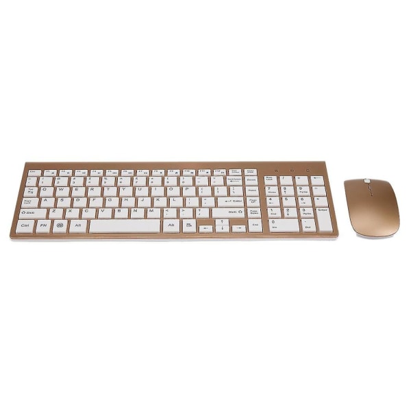 2,4 GHz trådløst tastatur og mus-kombinasjon for Mac-PC Windowsxp/7 (gull)