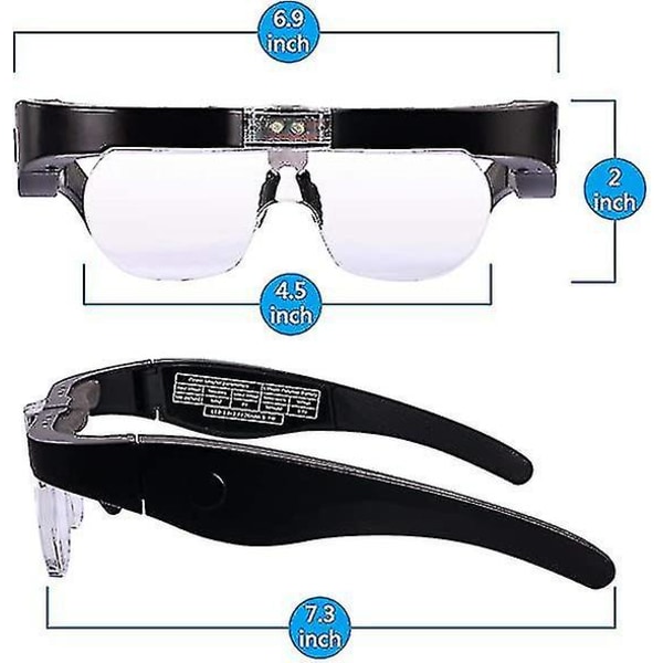 Forstørrelsesglass med 2 Led S Usb-lading Forstørrelsesbriller for lesing av smykker Craft Watch Rep Hobby, Detachabnses 1.