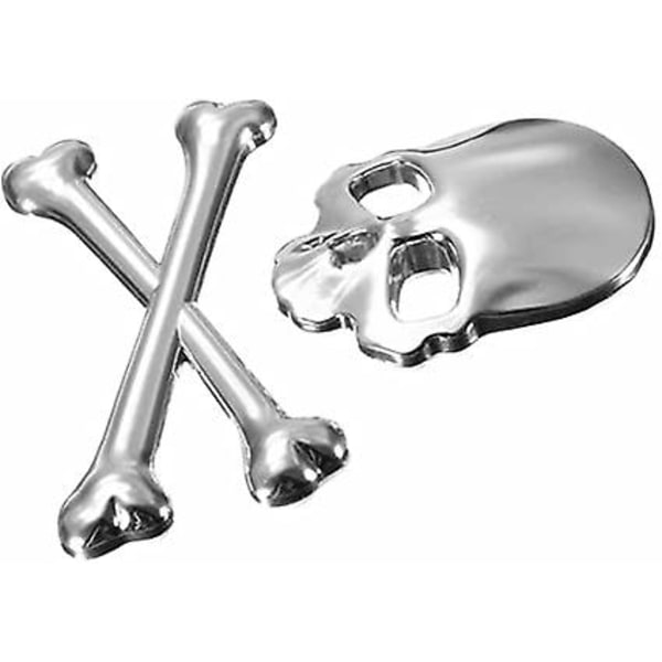 2-osainen hopea väri Viileä persoonallisuus 3d metallinen pääkallo luuranko Kuoleman auton moottoripyörän tunnus Merkkitarra Auton muotoilutarrat Tarvikkeet