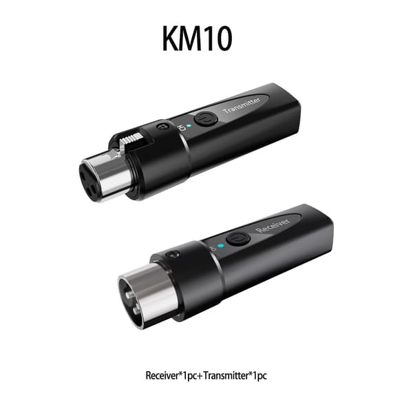 KM10 2.4G Trådløst XLR Sender Modtager Sæt Genopladelig Audio Adapter Til Dynamisk Mikrofon Mixer Scene Live Optagelse