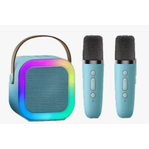 K12 Bluetooth Karaoke-maskin med bærbart høyttalersystem og 1-2 trådløse mikrofoner for sang hjemme Blue